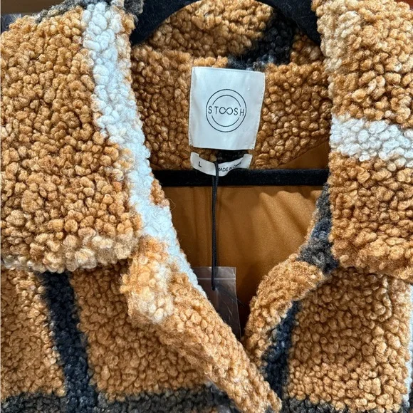 NWOT Plaid Teddy Fleece Sherpa Jacket - Picture 3 of 5